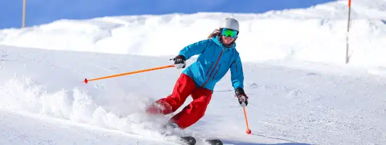 Woman skiing downhill