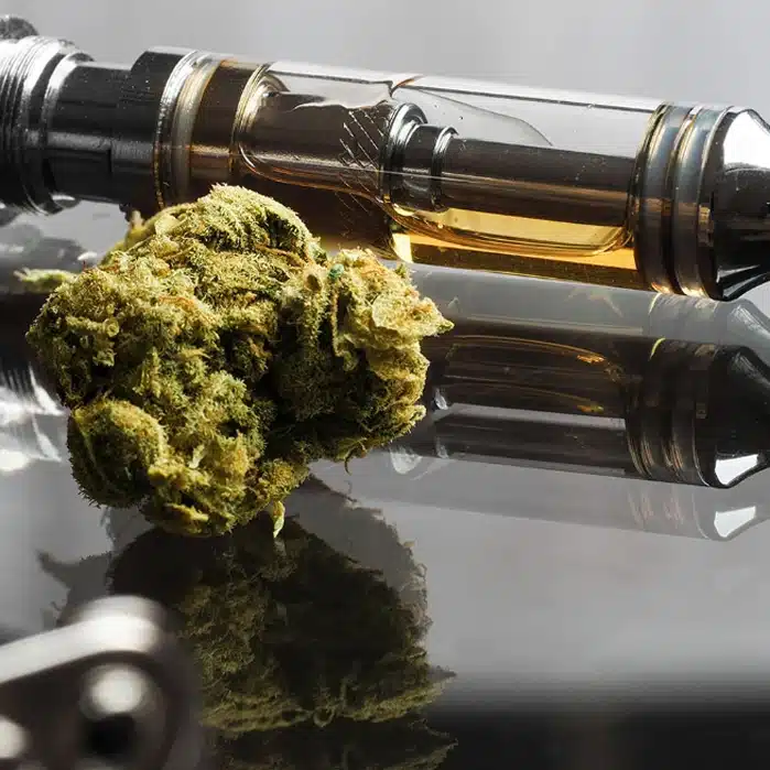 glass vape and cannabis nug