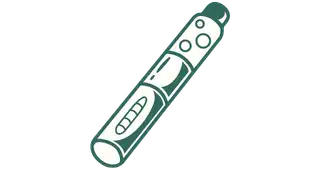 Green line art illustration of a cannabis vape pen