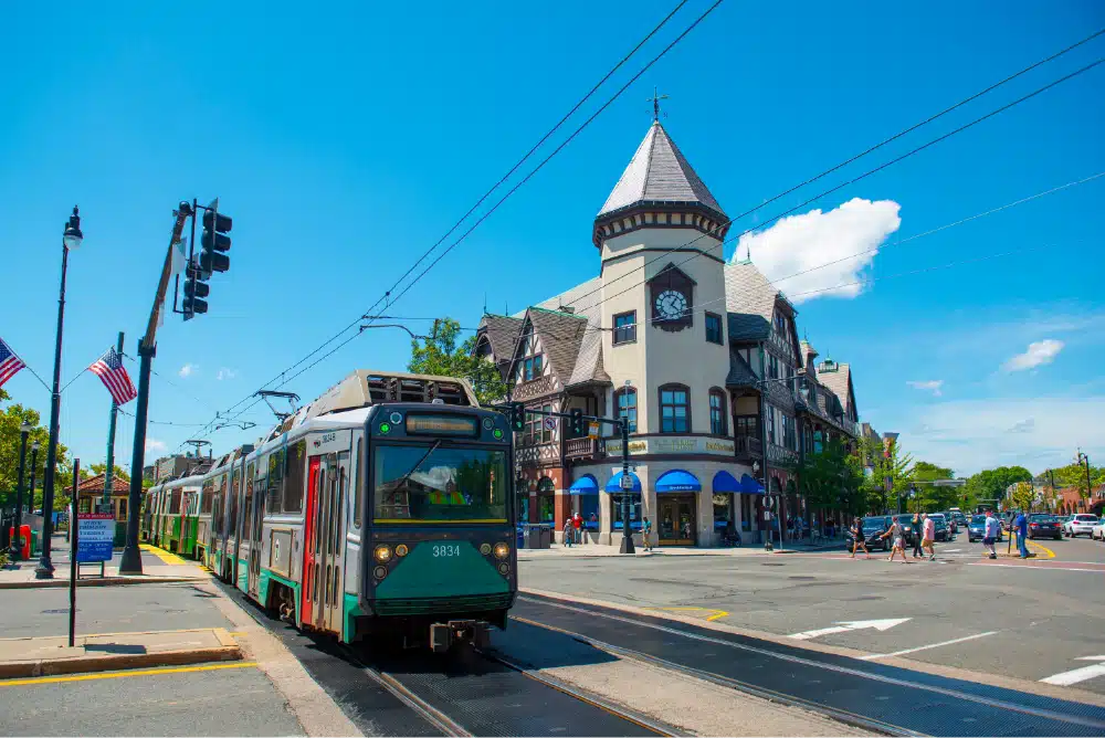 View of Coolidge Corner in Brookline MA
