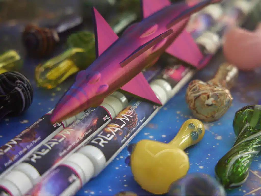 Realm pre-roll tubes and glass bowls