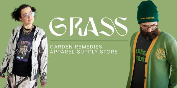 woman and man wearing apparel from Garden Remedies Apparel Supply Store on green background