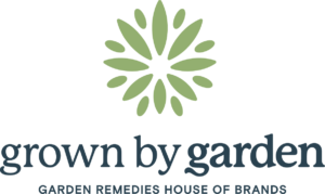 Grown by Garden vertical Logo in sprout and dusk